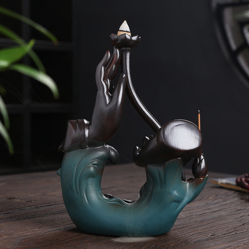 Elegant Lotus Hand Gesture Incense Holder