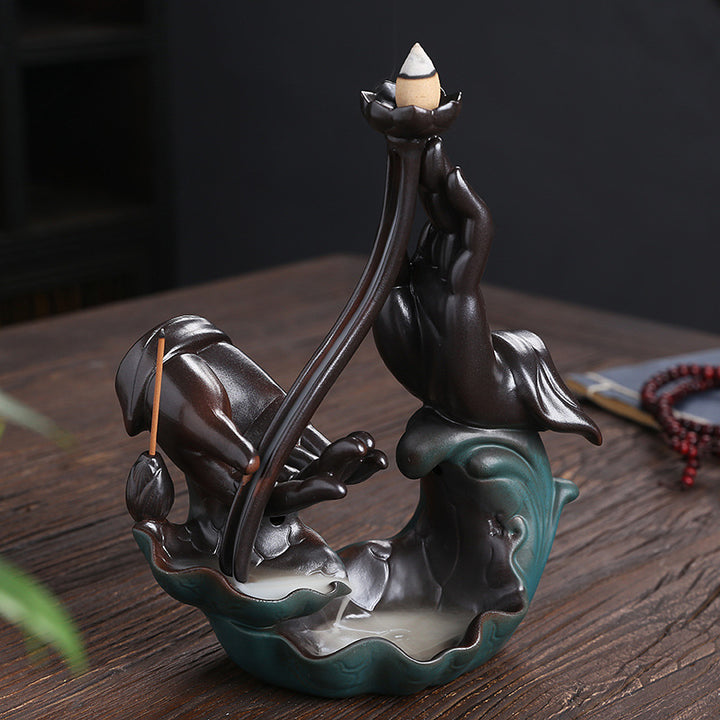 Elegant Lotus Hand Gesture Incense Holder