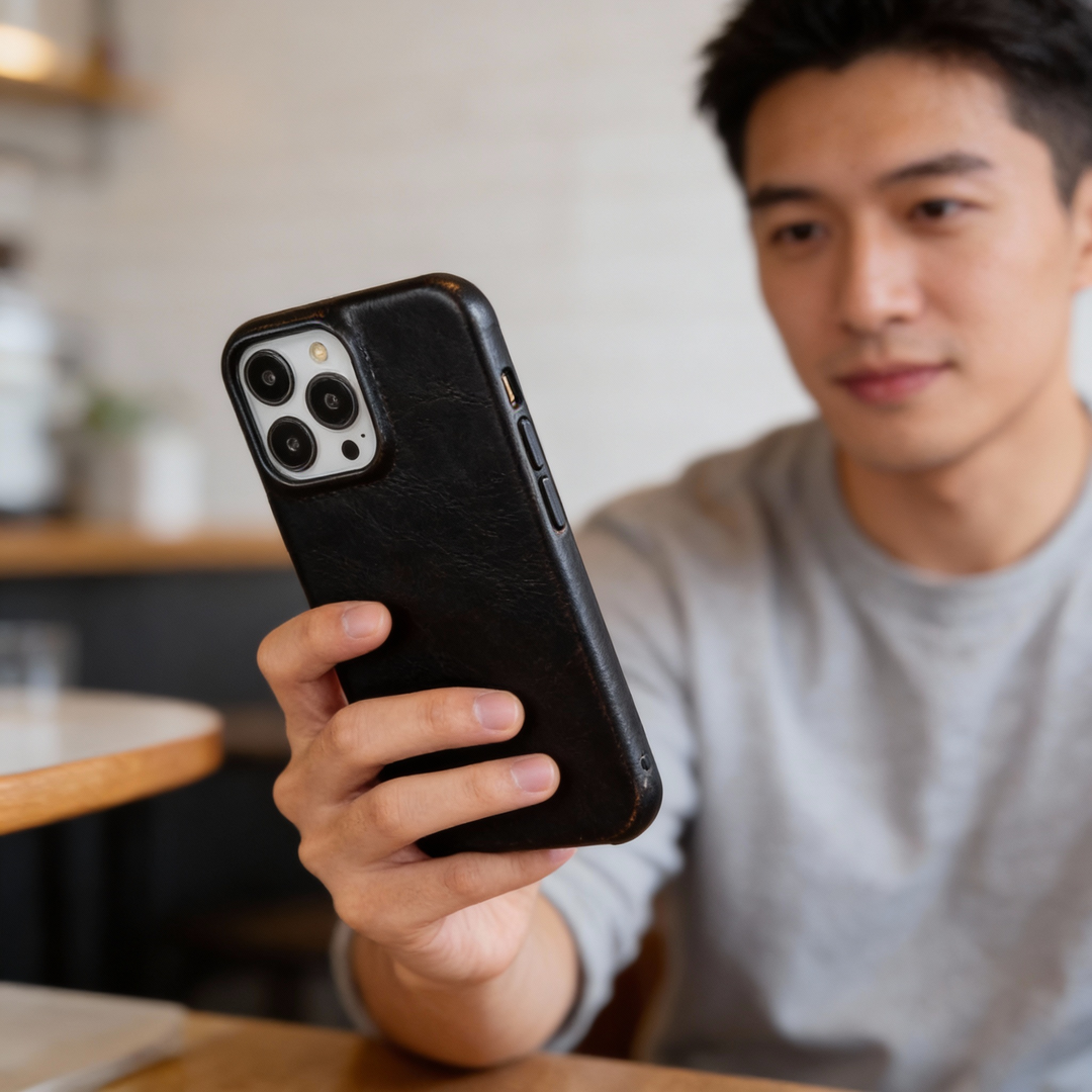 BowLift | Oil Wax Genuine Leather Apple iPhone Case