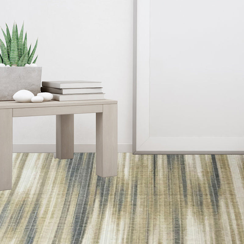 Light brown modern rug made of polyester with brush-stroke striped pattern washable rug with non-slip backing rug for the living room | Bowlift