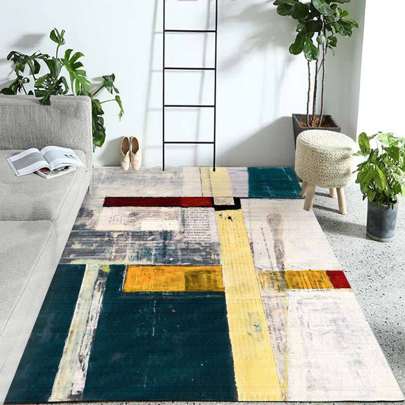 Multicolor Casual Rug Polyester Abstract Rug Washable Rug for the Bedroom | Bowlift