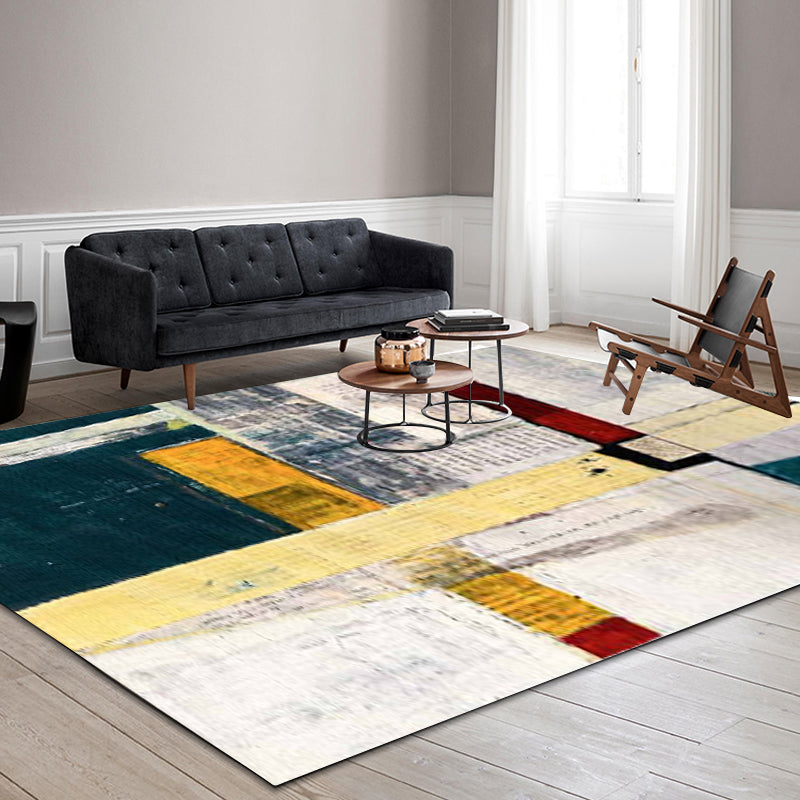 Multicolor Casual Rug Polyester Abstract Rug Washable Rug for the Bedroom | Bowlift