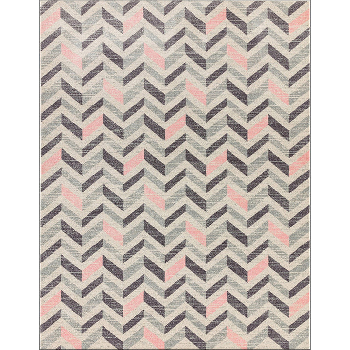 Brown bedroom carpet Modern geometric chevron pattern carpet Polyester machine washable non-slip carpet | Bowlift