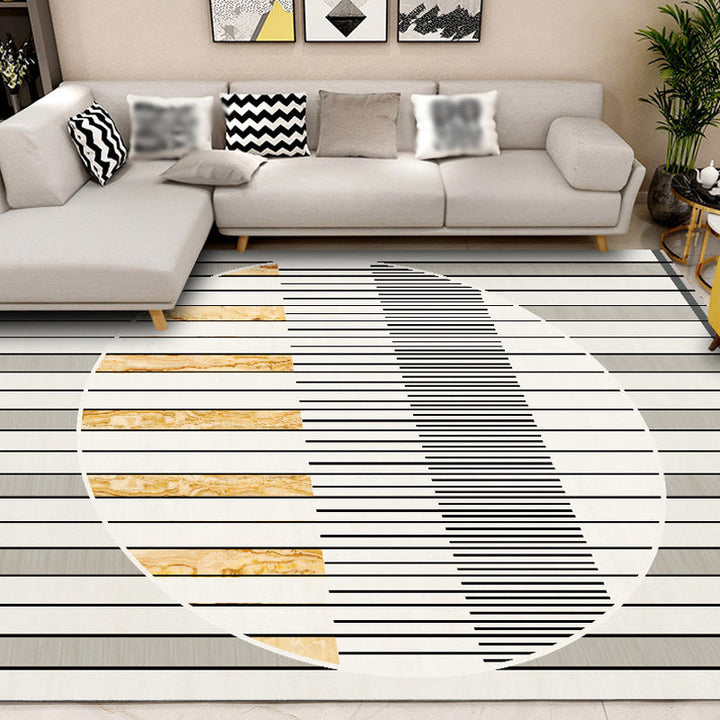 Gray novelty carpet polyester striped pattern carpet washable non-slip backing carpet for living room | Bowlift
