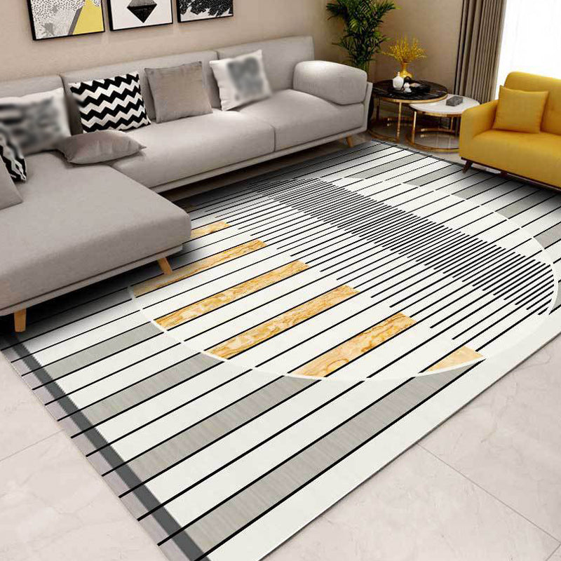 Gray novelty carpet polyester striped pattern carpet washable non-slip backing carpet for living room | Bowlift