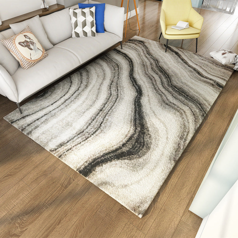 Contemporary marble effect pattern carpet Gray and Black Polyester carpet Machine washable Non-slip rug for the bedroom | Bowlift