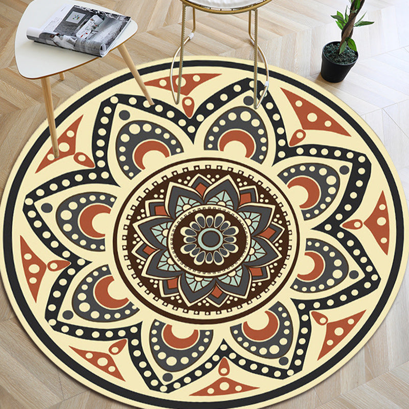 BowLift | Persian floral pattern rug yellow flannel rug machine washable non-slip rug for the bedroom