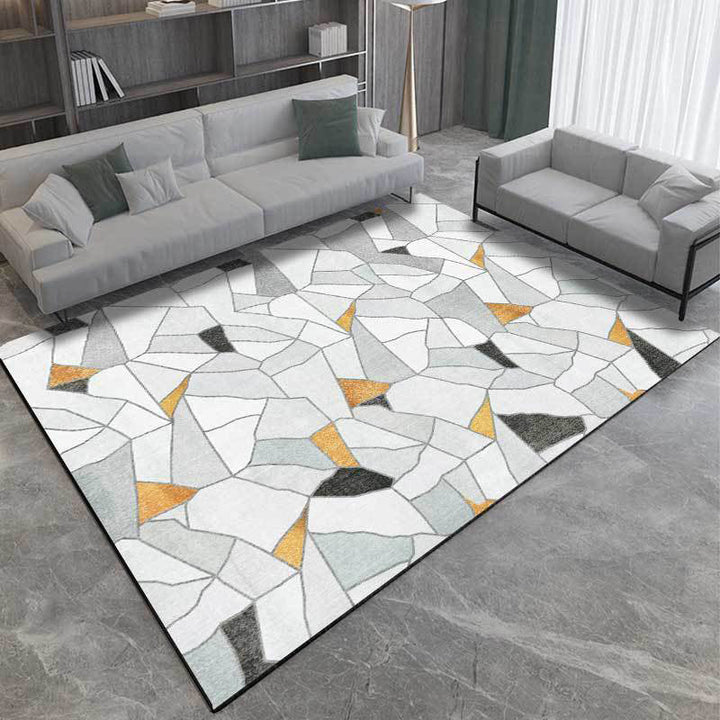 Ivory Bedroom Rug Modern Geometry Irregular Shape Pattern Rug Polyester Machine Washable Rug | Bowlift