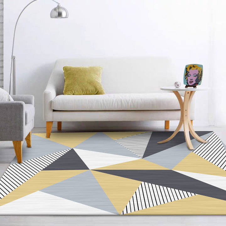 Colorful Bedroom Rug Modern Color Block Triangle Stripe Pattern Area Rug Polyester Machine Washable Rug | Bowlift
