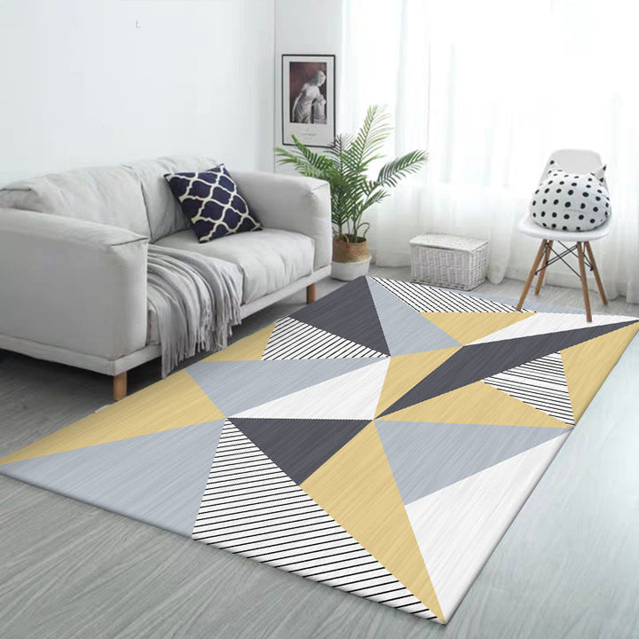 Colorful Bedroom Rug Modern Color Block Triangle Stripe Pattern Area Rug Polyester Machine Washable Rug | Bowlift