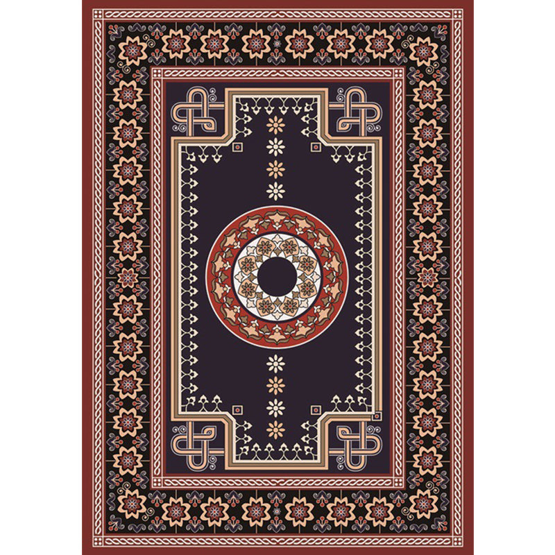BowLift | Moroccan Living Room Rug in Brown Medallion Flower Pattern Carpet Polyester Non-slip Washable Rug