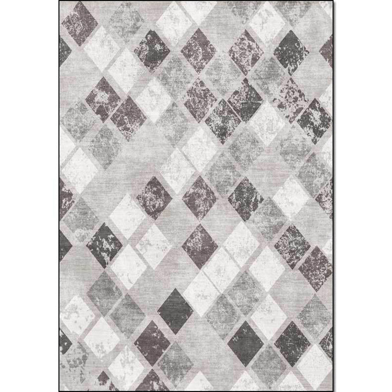 Unique geometric patterned rug Gray Casual rug Polyester washable non-slip backing rug for the living room | Bowlift