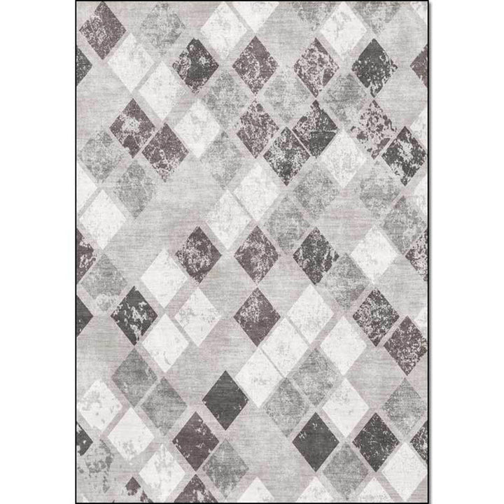 Unique geometric patterned rug Gray Casual rug Polyester washable non-slip backing rug for the living room | Bowlift