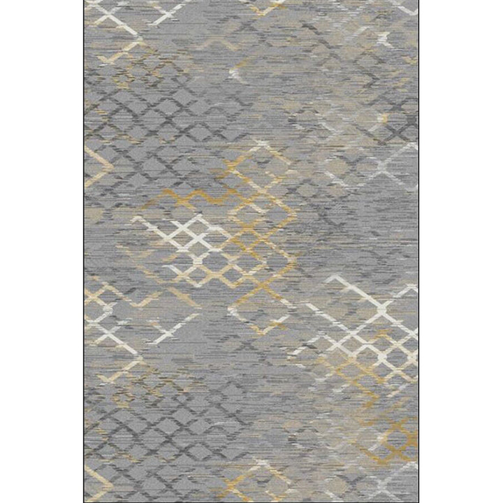 Gray Bedroom Rug Modern Abstract Grid Pattern Area Rug Polyester Stain Resistant Machine Washable Rug | Bowlift