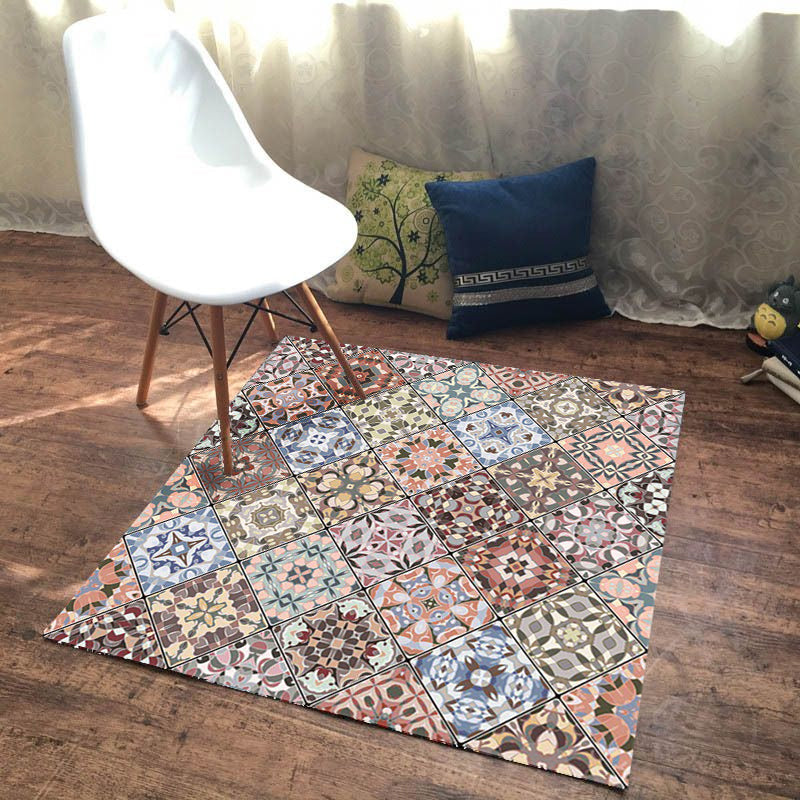 BowLift | American Moroccan carpet in pink diamond geometric floral pattern carpet polyester non-slip carpet for home decor