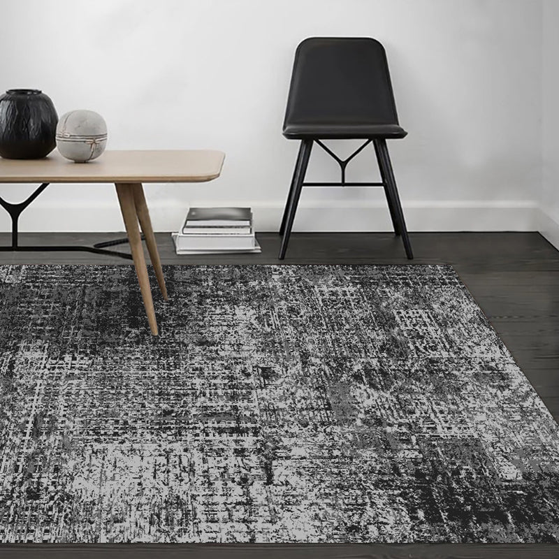 Black bedroom rug modern abstract pattern rug polyester dirt-repellent machine washable rug | Bowlift