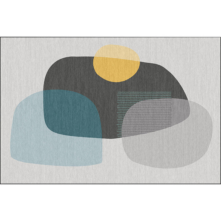 BowLift | Gray Bedroom Carpet Novelty Color Block Irregular Shape Pattern Area Rug Polyester Anti-Slip Bottom Washable Rug
