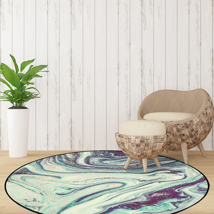 Scandinavian modern carpet in green abstract marble pattern carpet polyester non-slip washable carpet for home decor | Bowlift