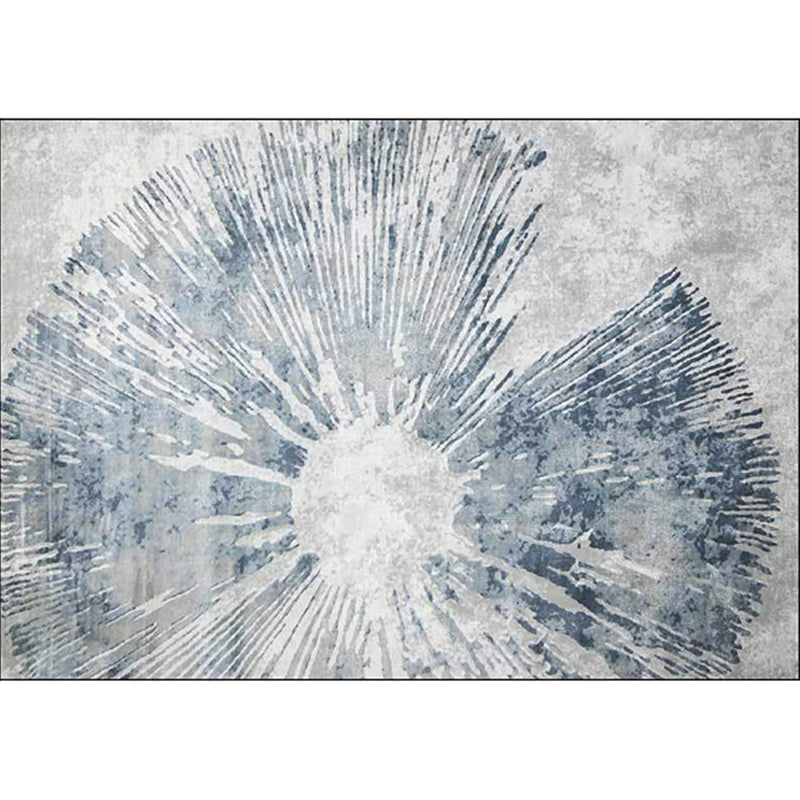 Scandinavian modern rug in gray and blue with abstract line pattern rug polyester washable rug for home decor | Bowlift