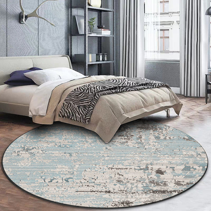 Blue Bedroom Rug Modern Abstract Striped Pattern Rug Polyester Non-Slip Back Machine Washable Rug | Bowlift