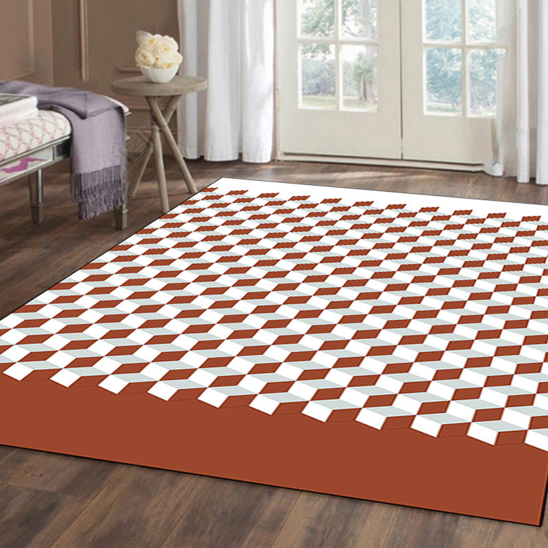 Modern living room rug Multicolored cube pattern rug Polyester non-slip backing washable rug | Bowlift