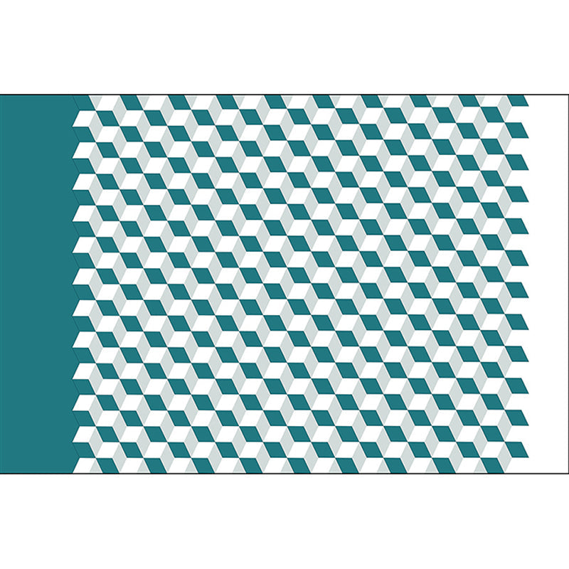Modern living room rug Multicolored cube pattern rug Polyester non-slip backing washable rug | Bowlift