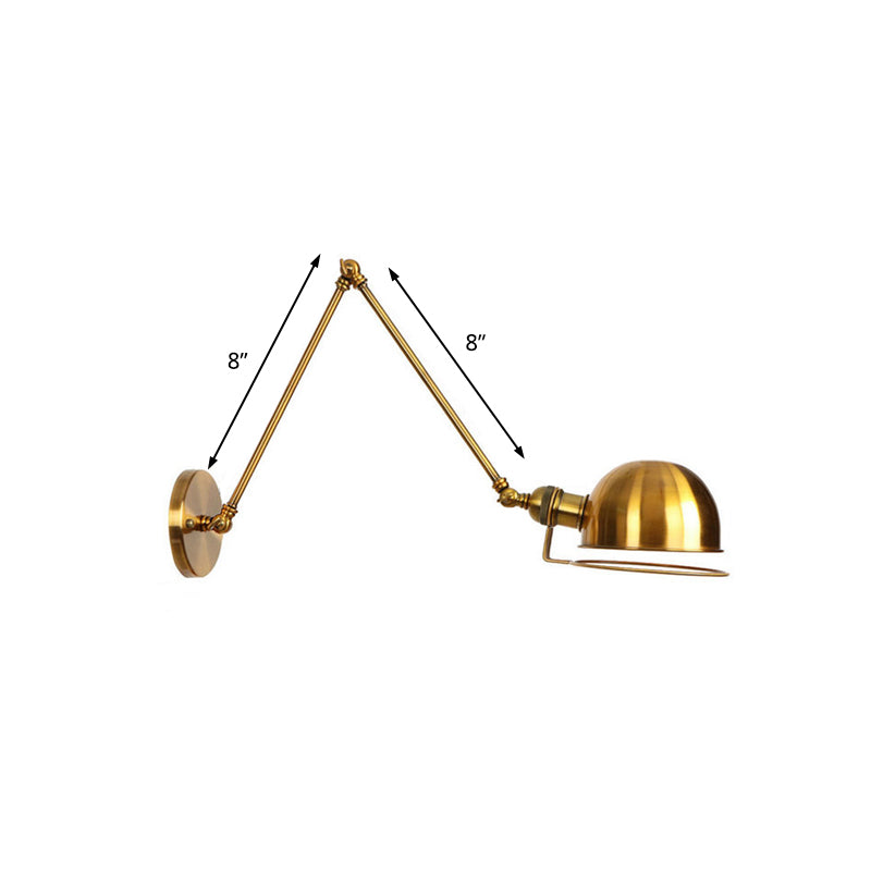 BowLift | 1 Light Swing Arm Wall Lighting Vintage Style Brass/Copper Metal Wall Mount Light with Bowl Shade