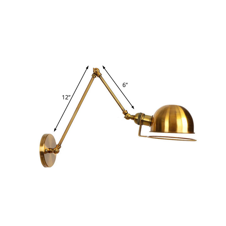 BowLift | 1 Light Swing Arm Wall Lighting Vintage Style Brass/Copper Metal Wall Mount Light with Bowl Shade