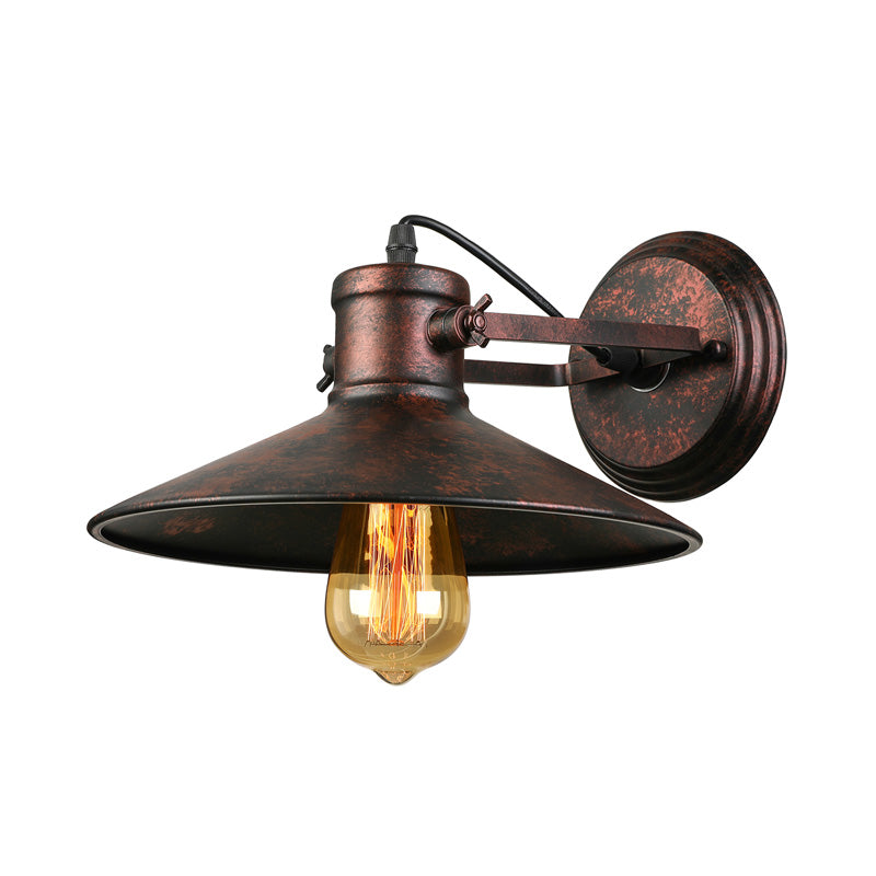 BowLift | Metallic Saucer Wall Light Antique Style 1-Bulb Hallway Wall Light Lamp in Black/Rust