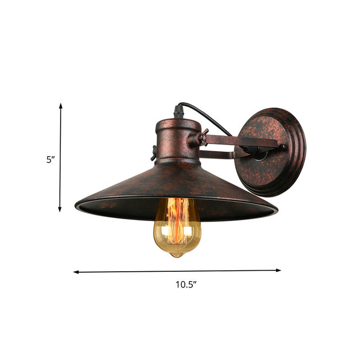 BowLift | Metallic Saucer Wall Light Antique Style 1-Bulb Hallway Wall Light Lamp in Black/Rust