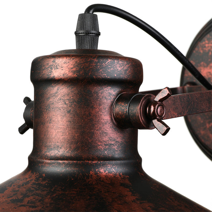 BowLift | Metallic Saucer Wall Light Antique Style 1-Bulb Hallway Wall Light Lamp in Black/Rust
