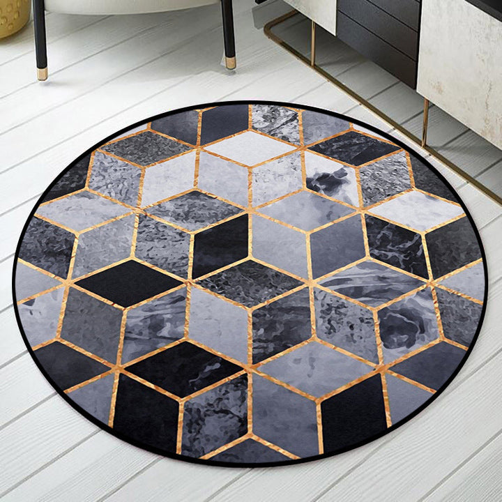 Gray Bedroom Rug Modern Geometric Diamond Pattern Rug Polyester Pet Friendly Washable Rug | Bowlift