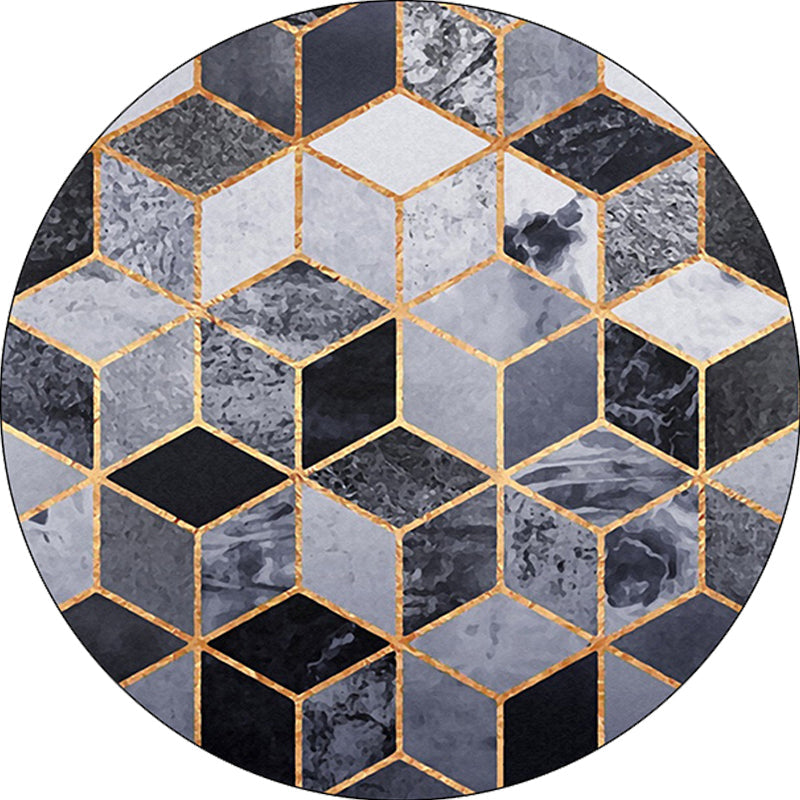 Gray Bedroom Rug Modern Geometric Diamond Pattern Rug Polyester Pet Friendly Washable Rug | Bowlift