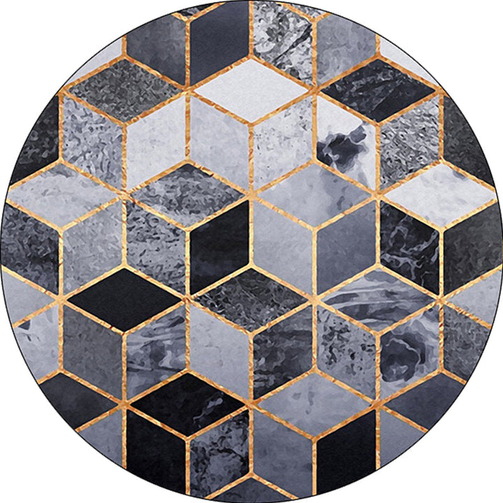 Gray Bedroom Rug Modern Geometric Diamond Pattern Rug Polyester Pet Friendly Washable Rug | Bowlift