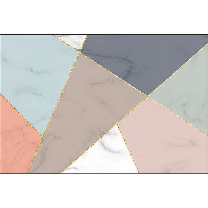 Multicolored bedroom rug Modern color block marble irregular shape pattern rug polyester washable rug | Bowlift