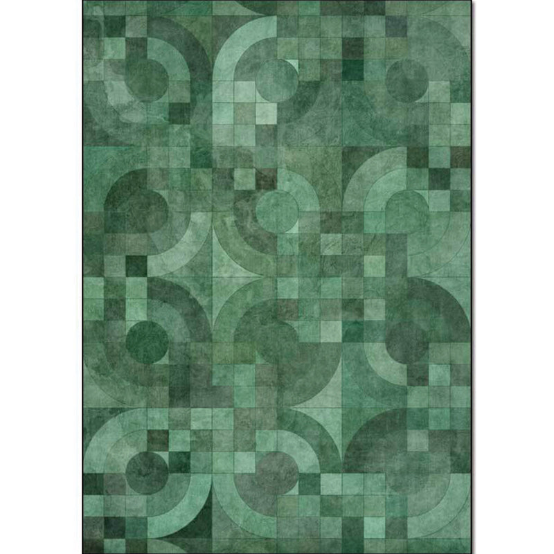 Green novelty carpet polyester geometric carpet washable non-slip backing carpet for the living room | Bowlift