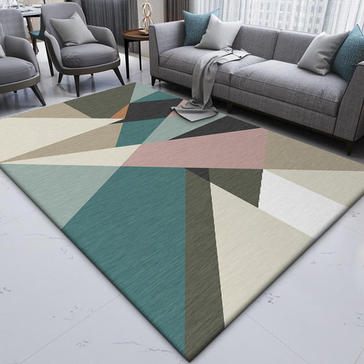 Modern Living Room Rug Multicolored Color Block Irregular Shape Printed Rug Polyester Machine Washable Rug | Bowlift