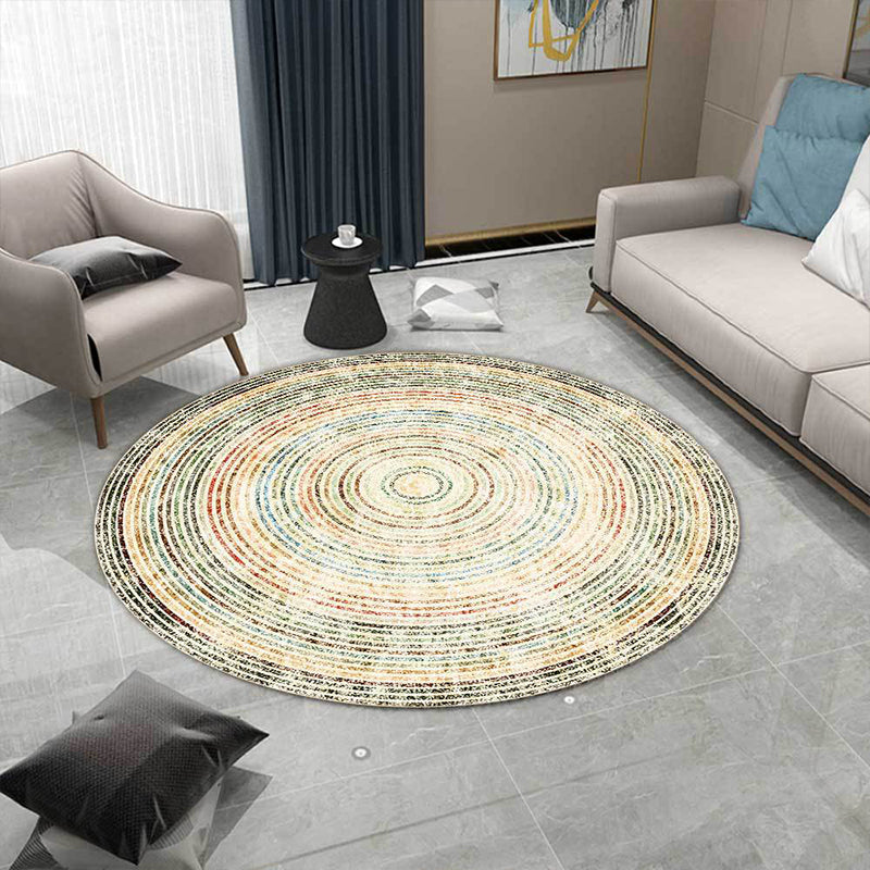 BowLift | Yellow Rustic Carpet Polyester Concentric Circles Pattern Carpet Washable Non-Slip Background Area Rug for Living Room