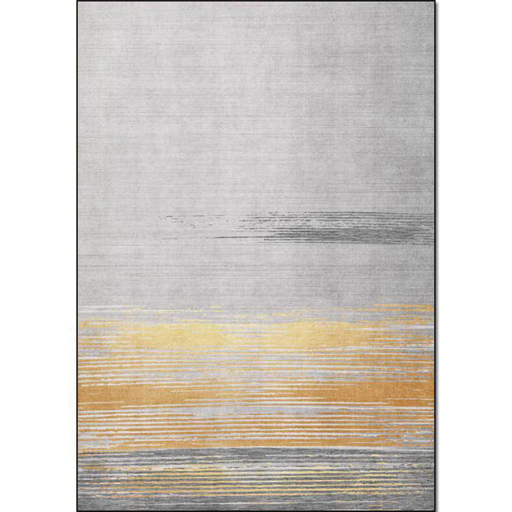 Nordic striped rug gray and yellow polyester rug machine washable non-slip rug for bedroom | Bowlift