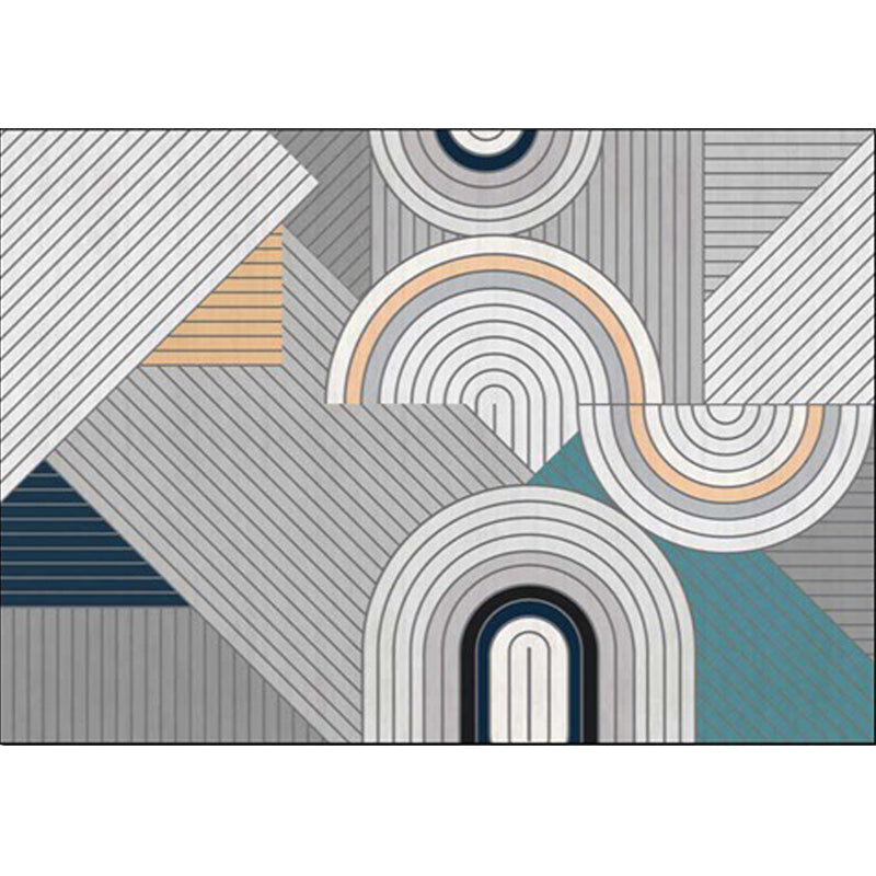 Gray bedroom rug Modern geometric striped pattern area rug Polyester non-slip rug | Bowlift