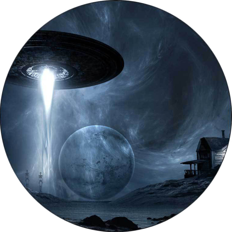 Blue Bedroom Rug Modern Outer Space Spaceship Pattern Rug Polyester Machine Washable Rug | Bowlift