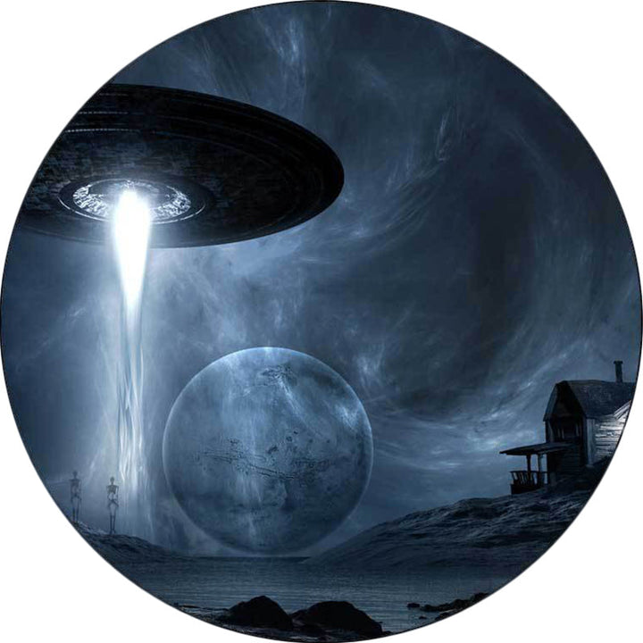 Blue Bedroom Rug Modern Outer Space Spaceship Pattern Rug Polyester Machine Washable Rug | Bowlift