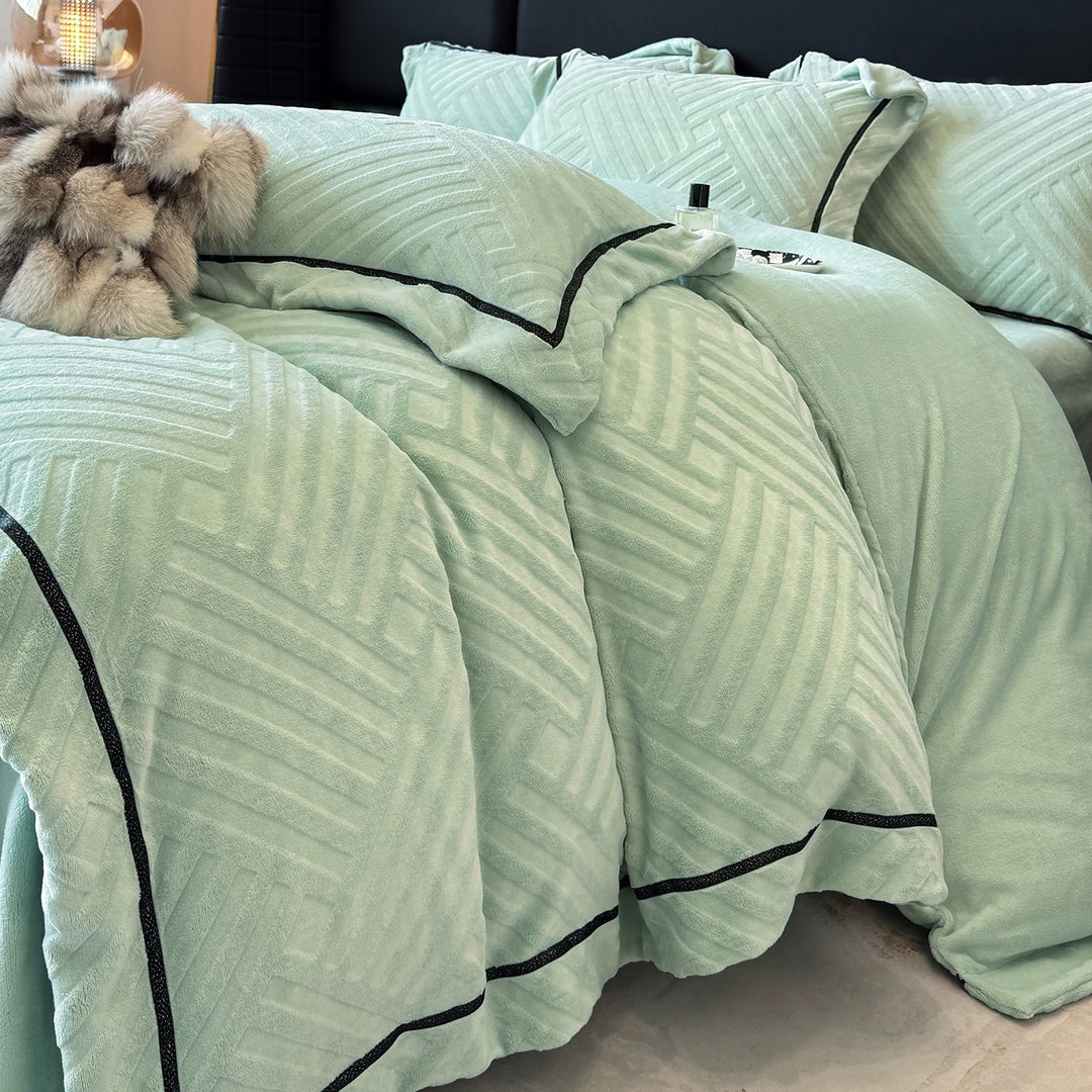 Milk fiber fleece duvet cover set, 4-piece, winter warm