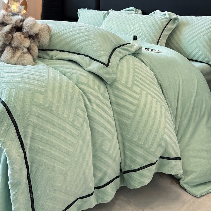Milk fiber fleece duvet cover set, 4-piece, winter warm