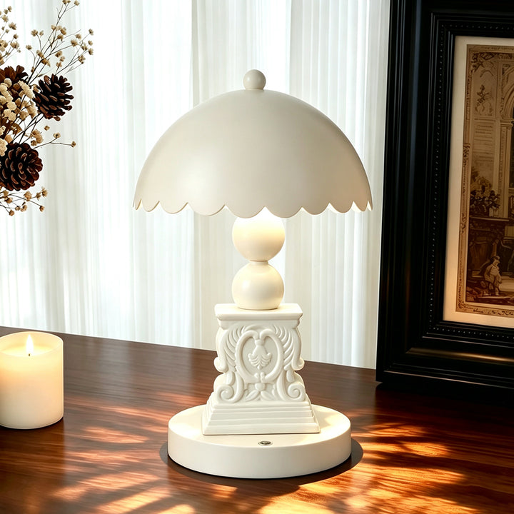French table lamp with relief details, color change