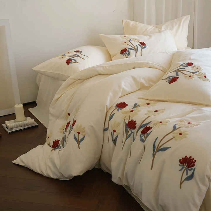 Cotton bedding set, jacquard, brushed, modern