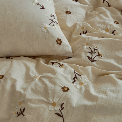 Cotton and linen bedding set, 4-piece