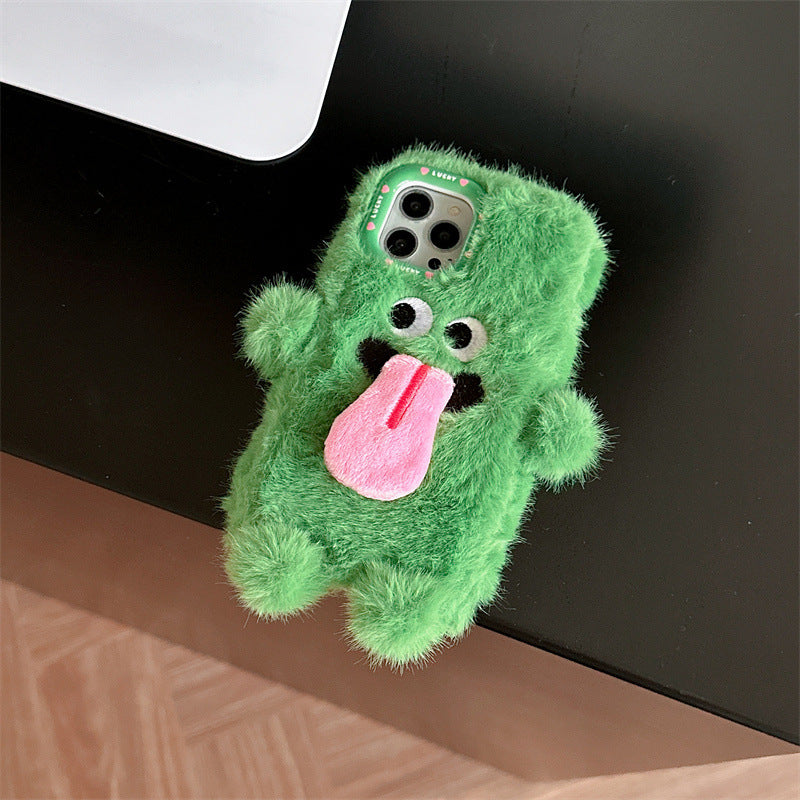 BowLift | Funny Tongue Sticking Out Plush Phone Case For iPhone