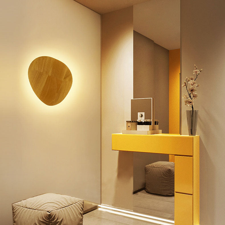 BowLift | Modern Minimalist Round Irregular Oval Wood LED Wall Light Lamp for Living Room
