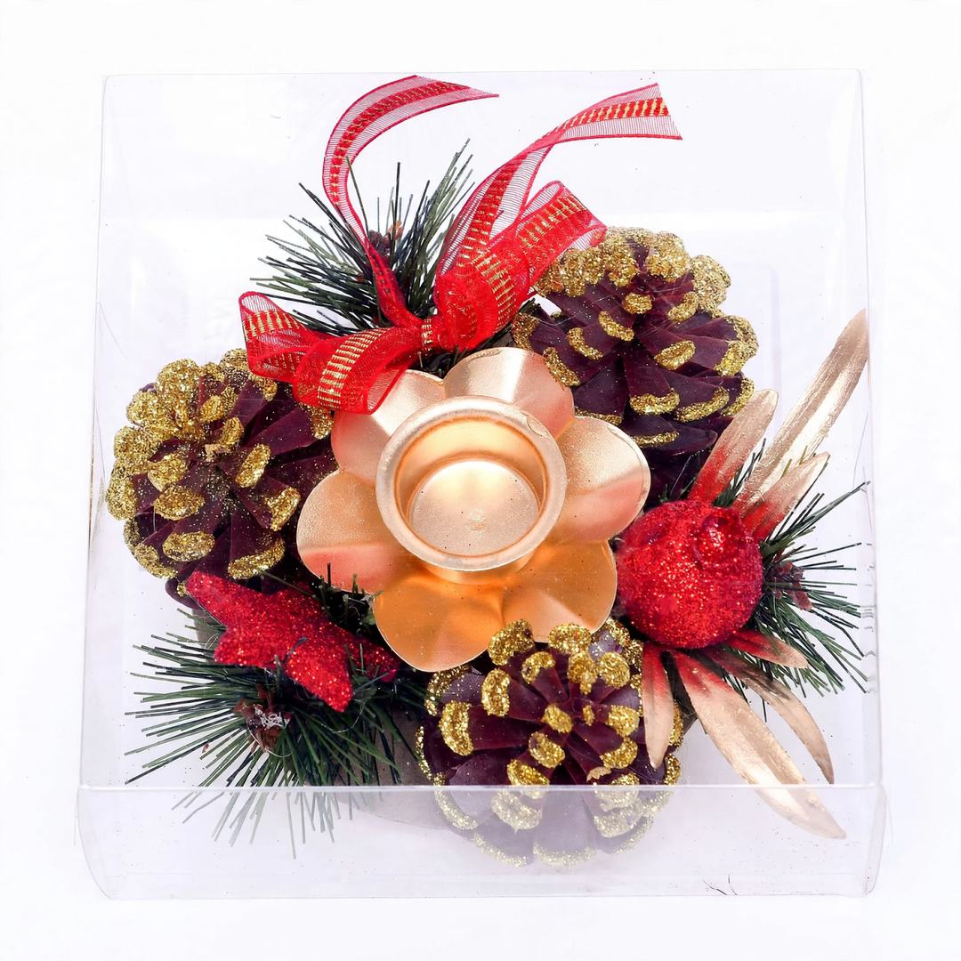 Christmas candle wreath with pine cones 12 cm